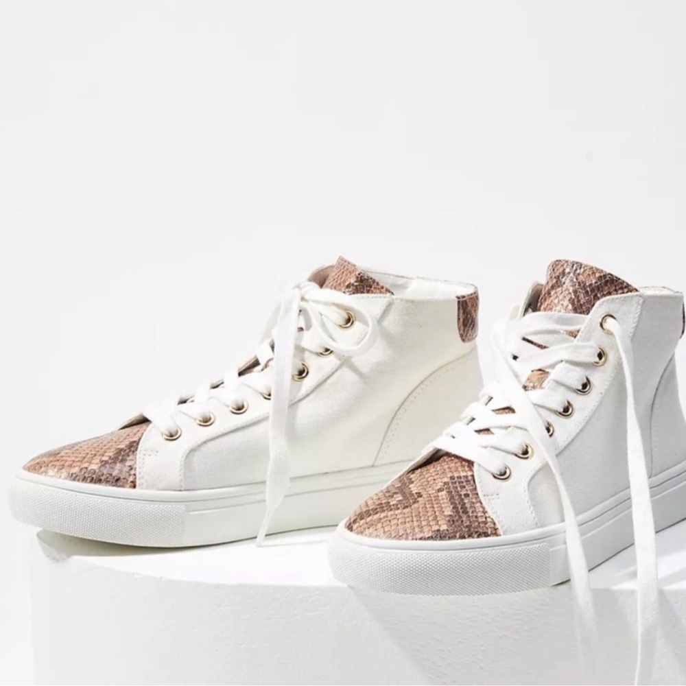 LOFT White and Tan Sneakers
